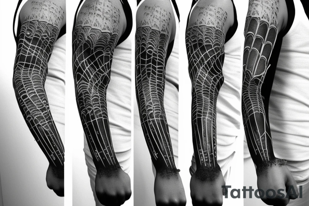 Spider with web arm sleeve tattoo idea