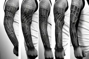 Spider with web arm sleeve tattoo idea