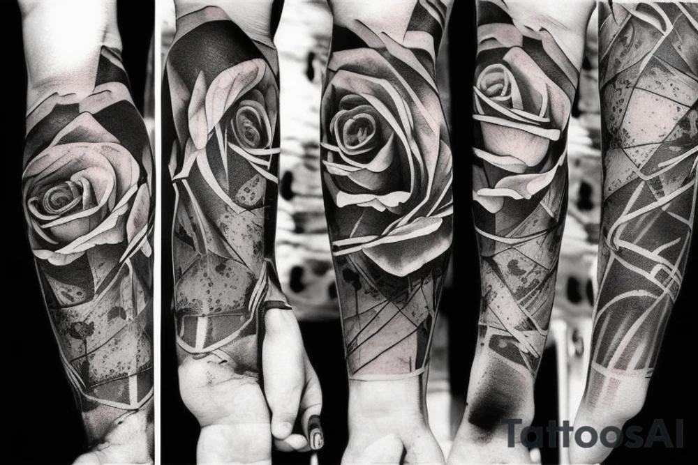 Grunge arm sleeve tattoo idea