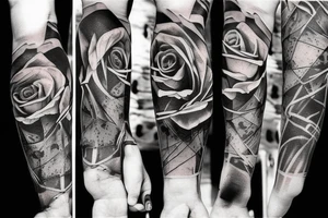 Grunge arm sleeve tattoo idea