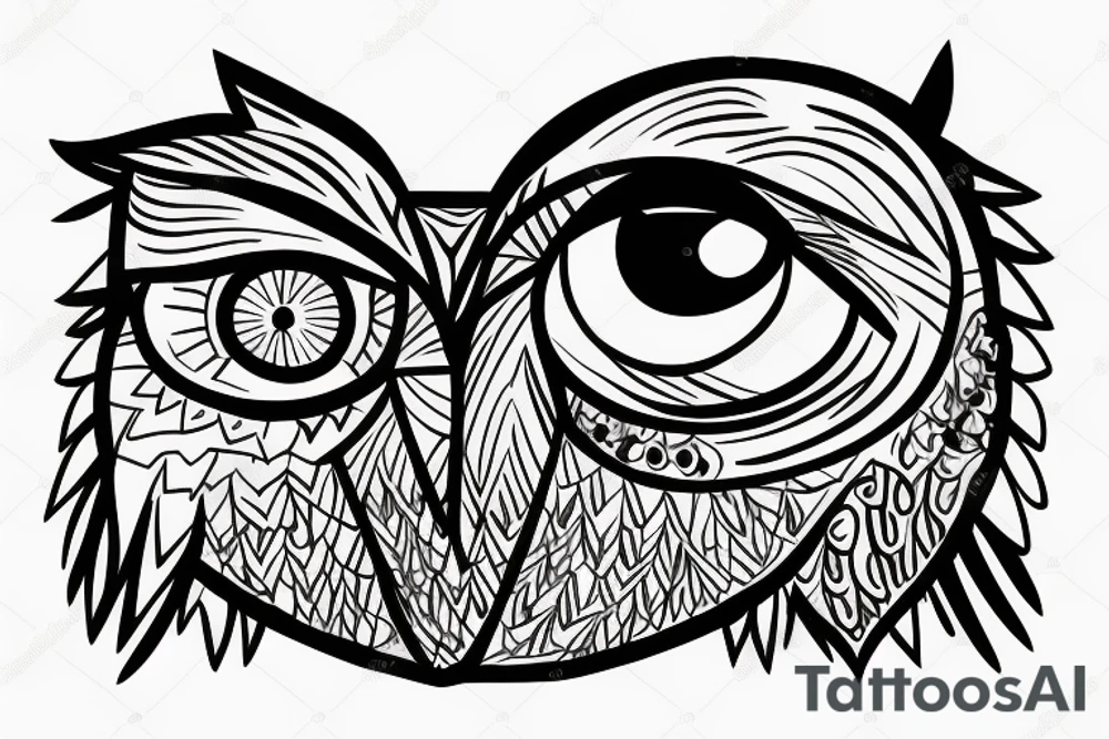 owl with triangle with eye in it tattoo idea