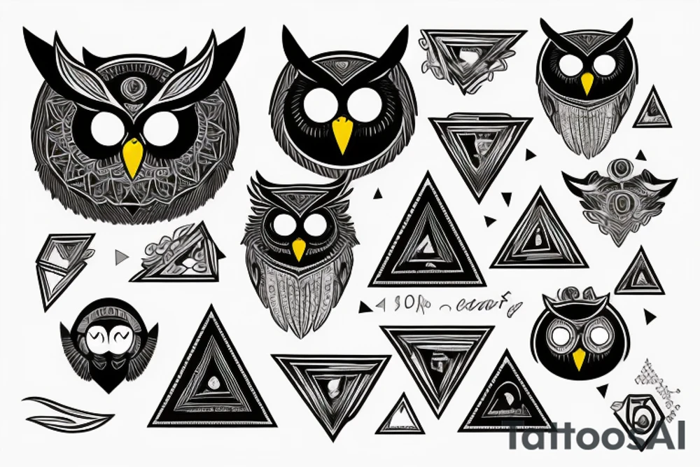 owl with triangle with eye in it tattoo idea
