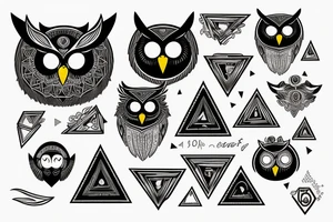 owl with triangle with eye in it tattoo idea