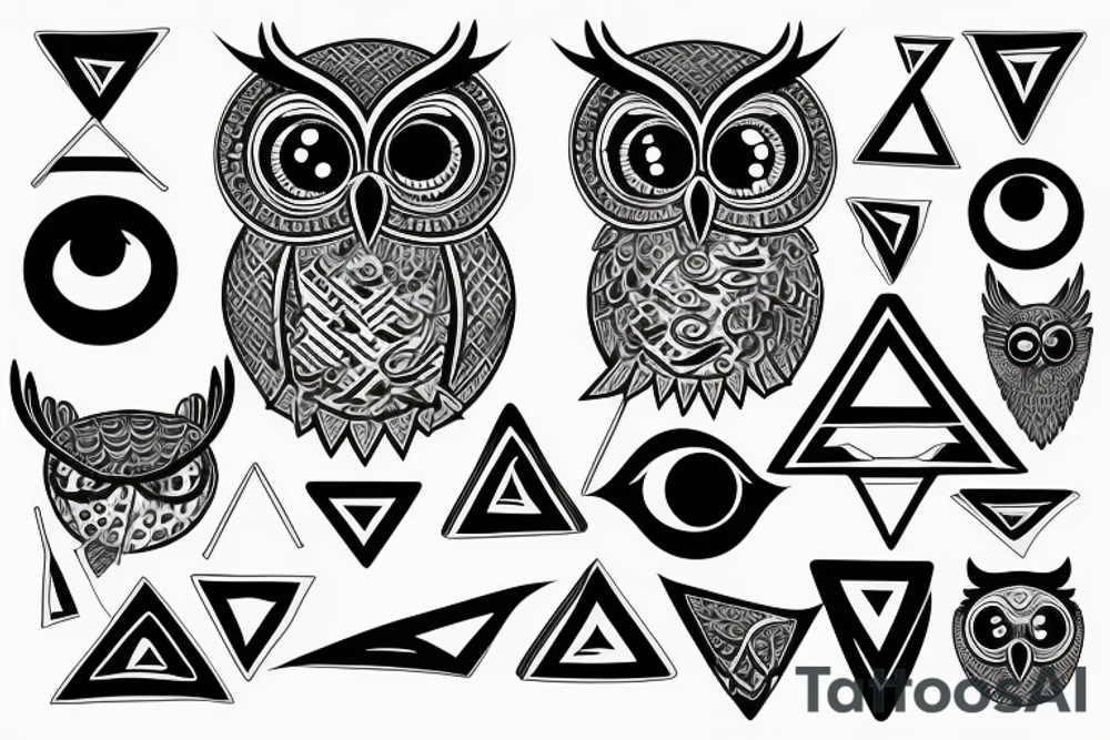 owl with triangle with eye in it tattoo idea
