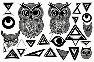 owl with triangle with eye in it tattoo idea