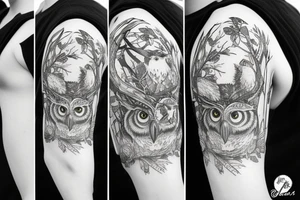 owl in the forest tattoo idea