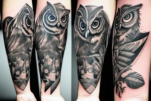 owl in the forest tattoo idea