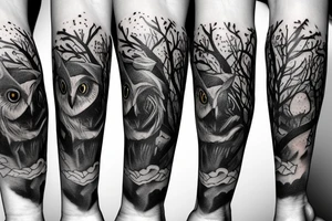 owl in the forest tattoo idea