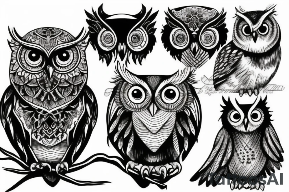 owl sitting tattoo idea