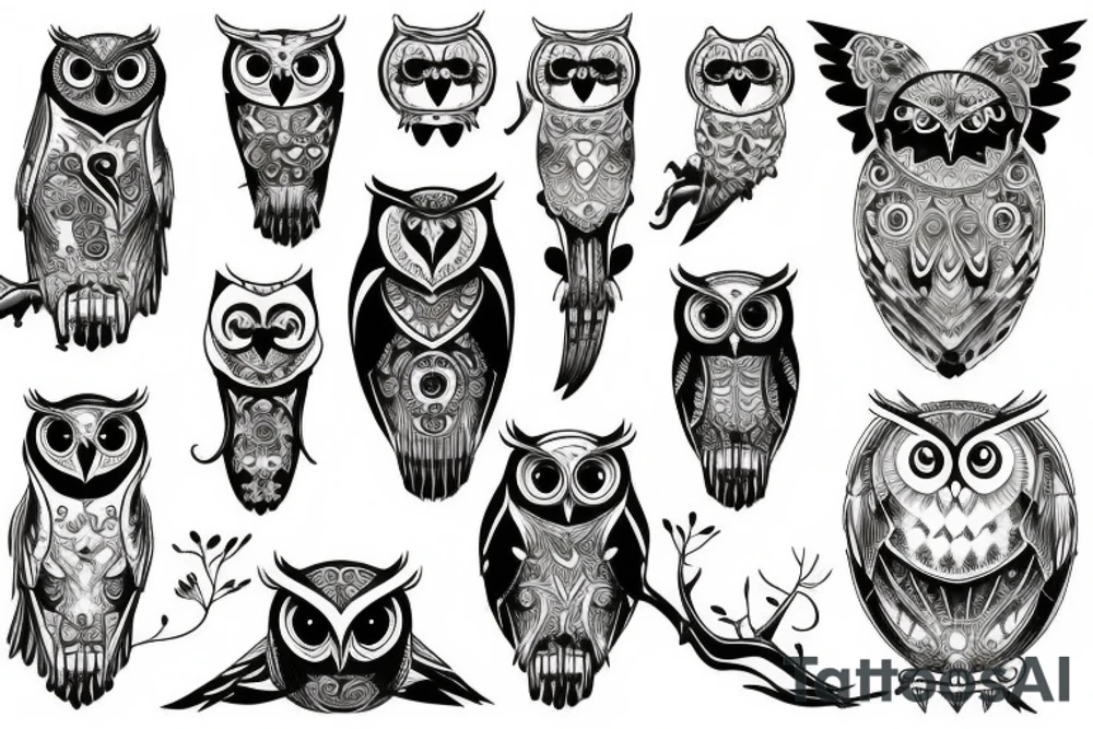 owl sitting tattoo idea