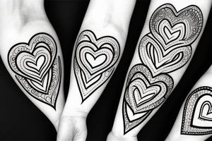 Five connected hearts tattoo idea