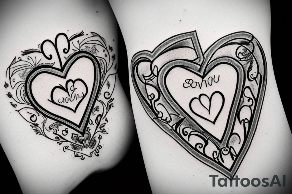 Five connected hearts tattoo idea