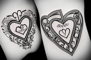 Five connected hearts tattoo idea