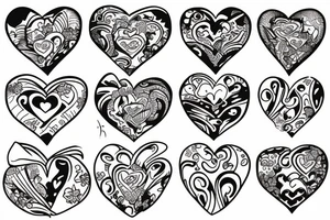 Two big hearts three small hearts tattoo idea