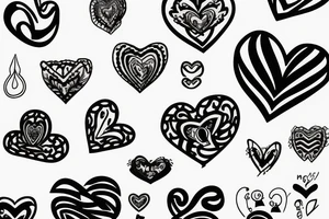 5 3D hearts tattoo idea