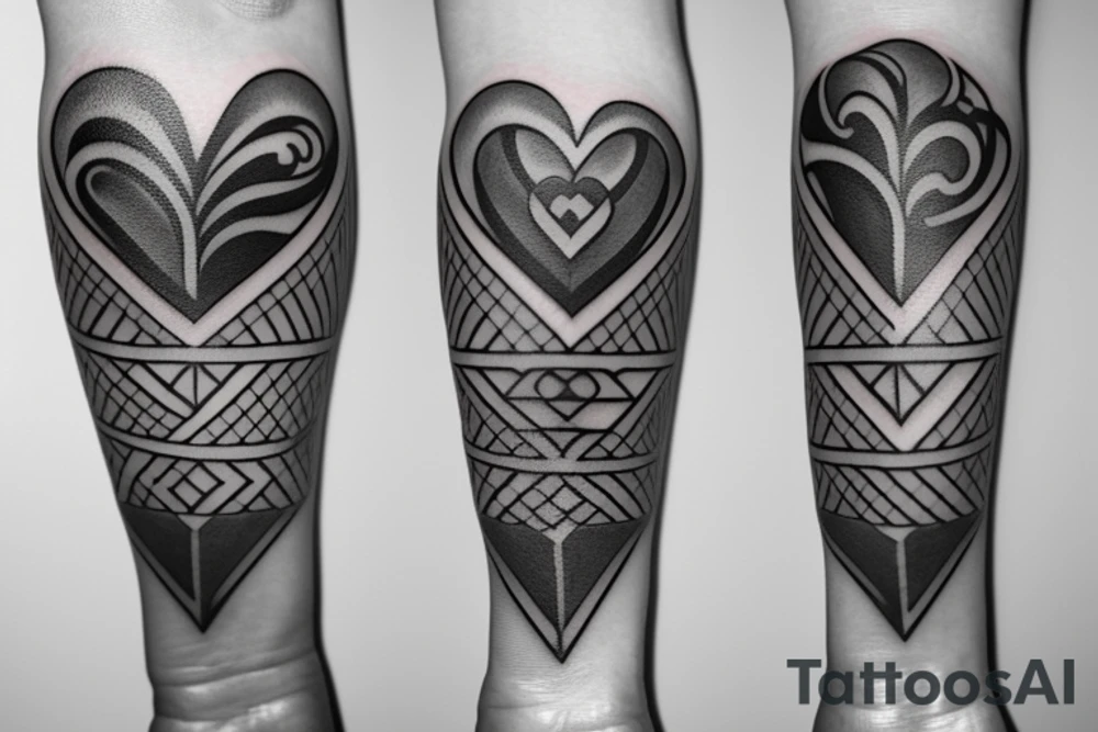 5 hearts plus music tattoo idea