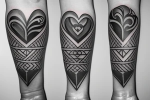 5 hearts plus music tattoo idea