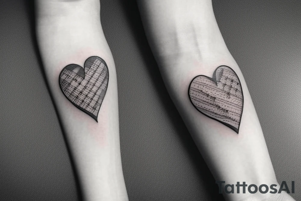 5 hearts plus music tattoo idea
