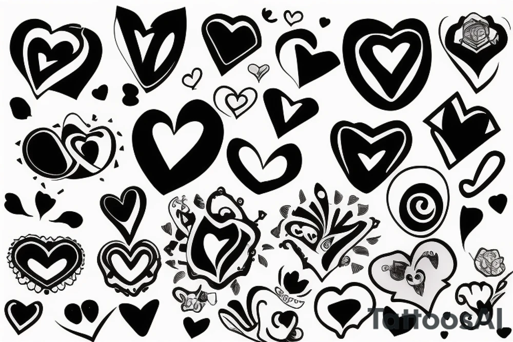 5 small hearts tattoo idea