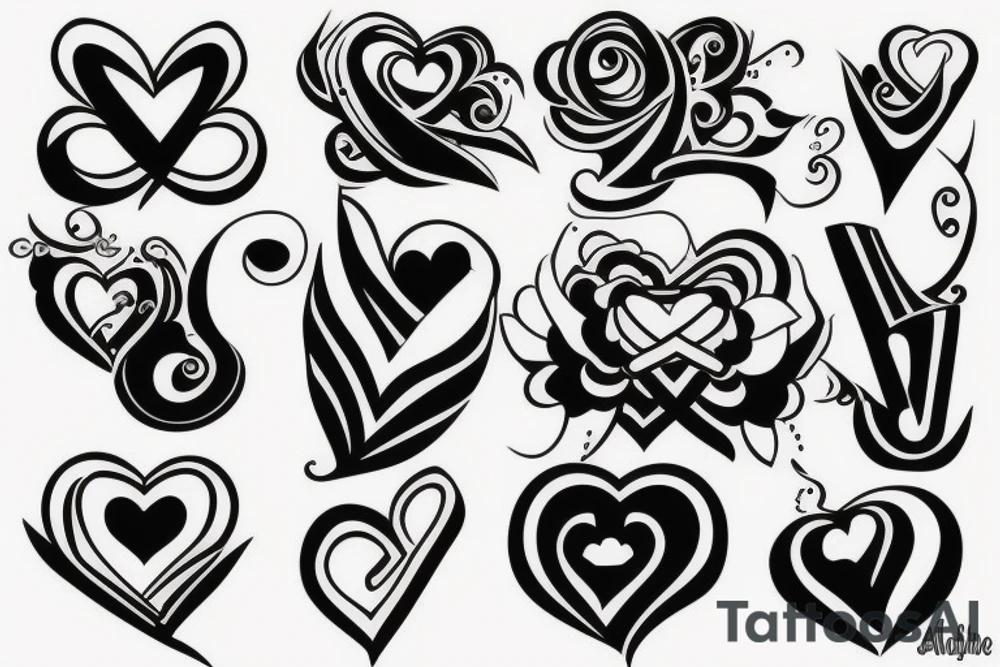 5 small hearts tattoo idea