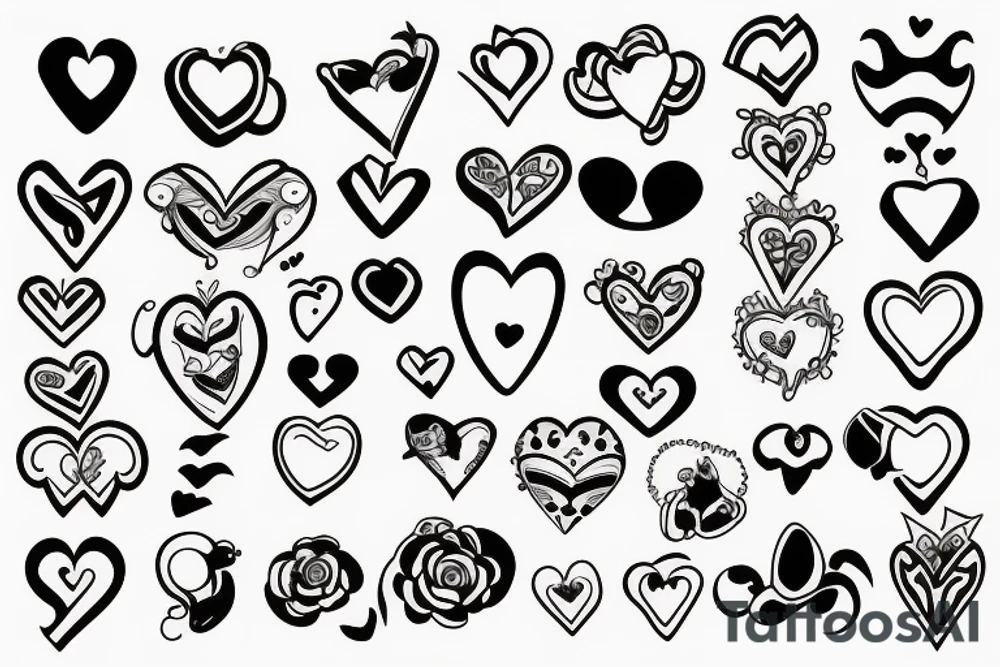 5 small hearts tattoo idea