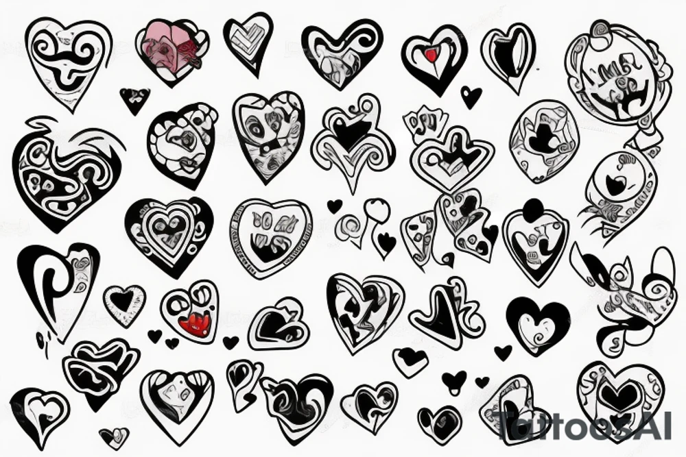 5 small hearts tattoo idea