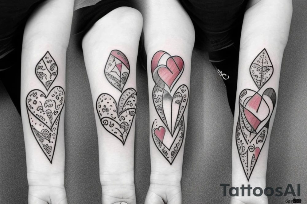 5 small hearts tattoo idea