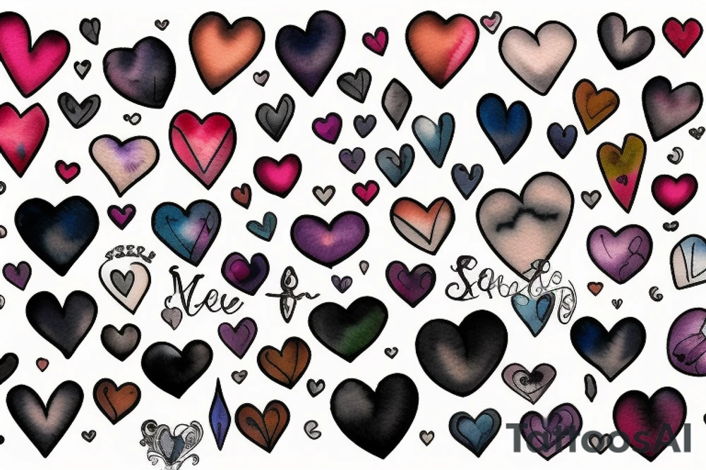 5 small hearts tattoo idea