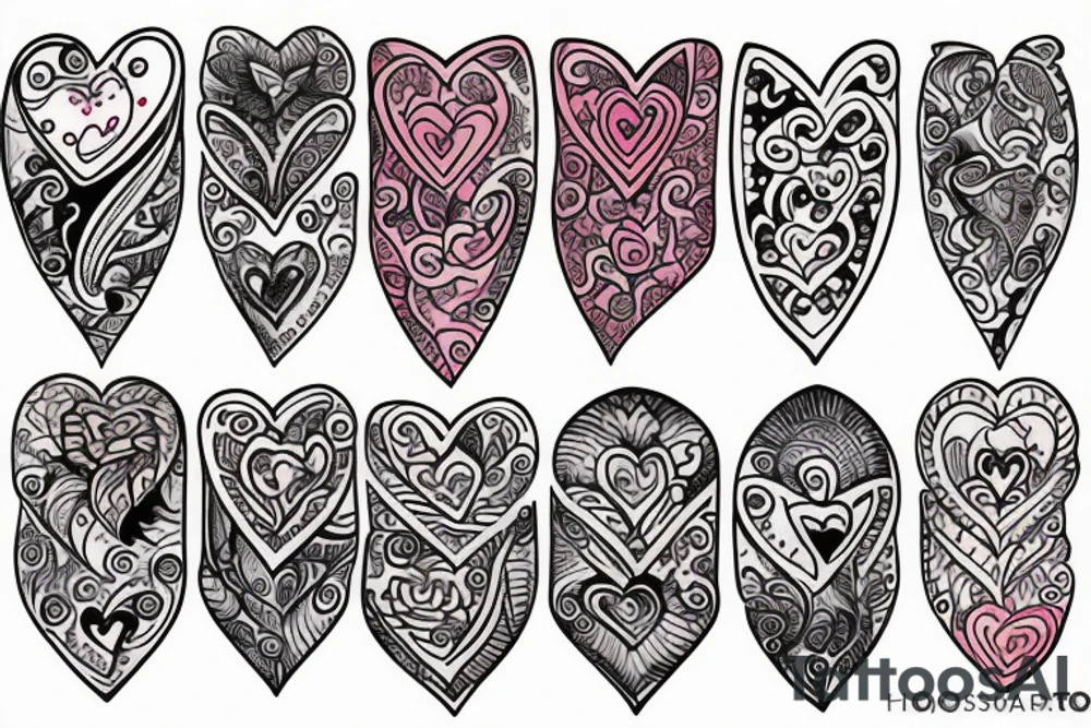 5 hearts tattoo idea