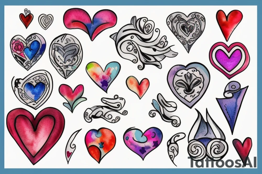 5 hearts tattoo idea
