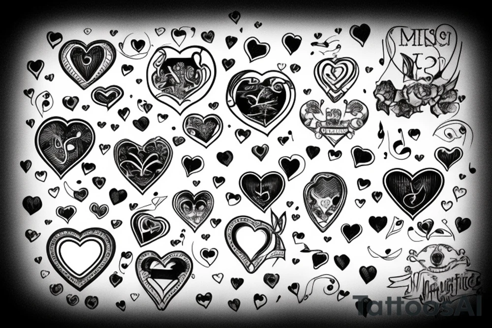 Hearts and music tattoo idea