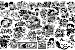 Composition with various images from Miyazaki's works tattoo idea