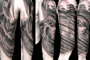 attacking titan in the background of a waterfall tattoo idea