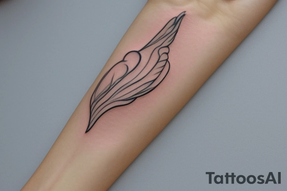 "Please design a delicate and feminine tattoo that captures the essence of an eagle and a manta ray. This wrist tattoo should depict the strength and dominance of an eagle and the elegance and freedom of a manta ray in a minimalist and artistically iconic way. Despite the compact size suitable for the wrist, the design should creatively fuse elements from both animals in a way that remains delicate, exquisite, and visually striking, while keeping its symbolic meanings clear." tattoo idea