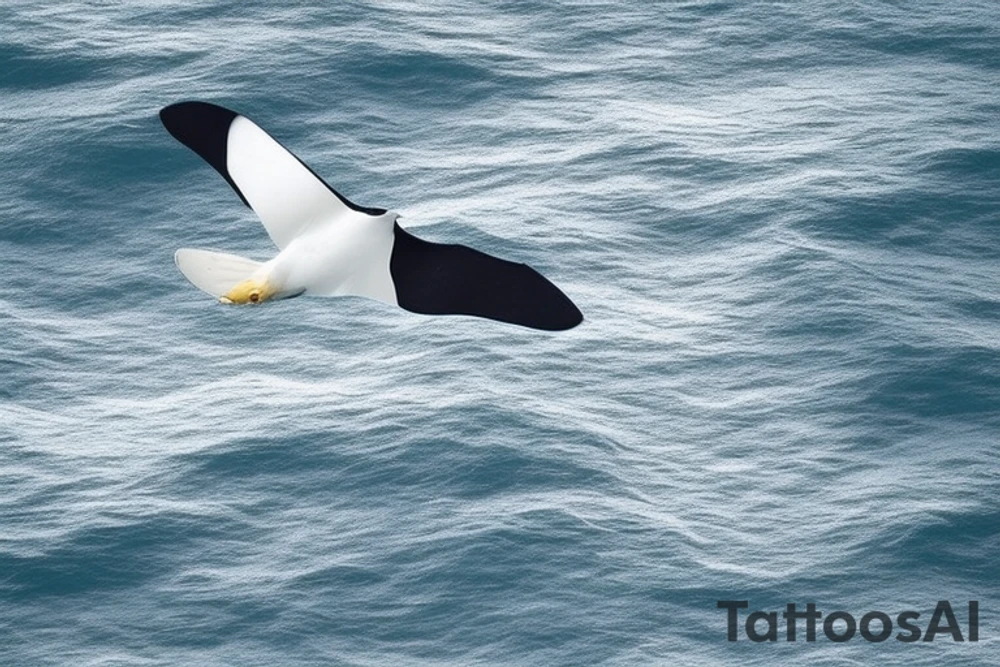 "Please craft a minimalist design for a wrist tattoo that intertwines the symbols of an eagle and a manta ray. Picture a solitary line representing the power and liberty of an eagle as it unfurls its wing. Subsequently, integrate a wave-like pattern that portrays the grace and fluidity of a manta ray gliding through the ocean. These elements should blend seamlessly, resulting in a visually captivating and exquisite design." tattoo idea