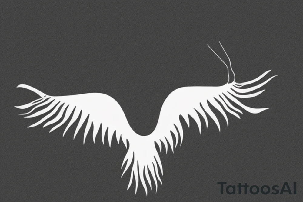 "Please craft a minimalist design for a wrist tattoo that intertwines the symbols of an eagle and a manta ray. Picture a solitary line representing the power and liberty of an eagle as it unfurls its wing. Subsequently, integrate a wave-like pattern that portrays the grace and fluidity of a manta ray gliding through the ocean. These elements should blend seamlessly, resulting in a visually captivating and exquisite design." tattoo idea