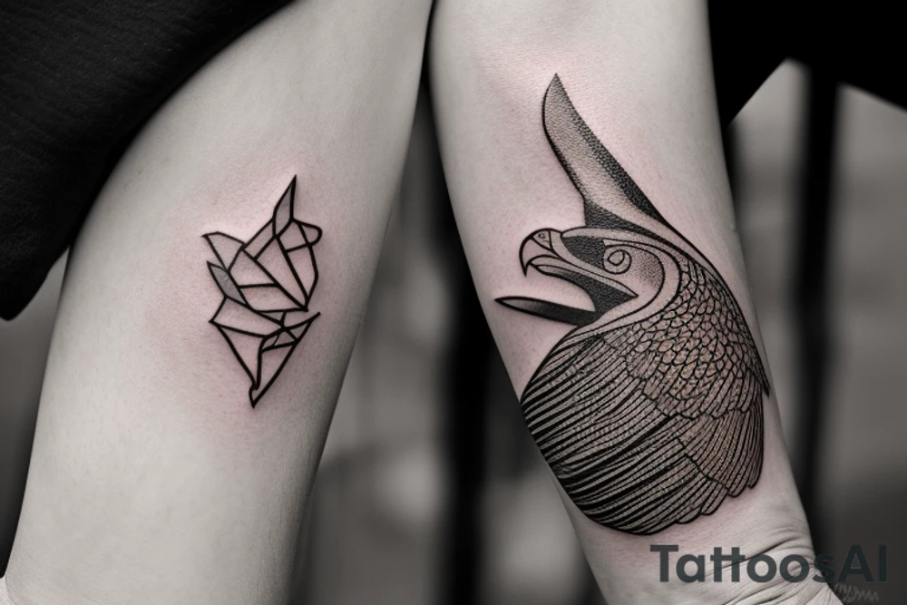 Puedes darme otra descripción muy parecida a esta

"Please create a minimalist illustration for a tattoo that fits on the wrist and combines the symbols of an eagle and a manta ray. Imagine a simple line that symbolizes the strength and freedom of an eagle extending its wing. Next, incorporate a wavy design that reflects the fluidity and elegance of a manta ray swimming in the sea. Both elements should be harmoniously combined in an exquisite and visually striking design." tattoo idea
