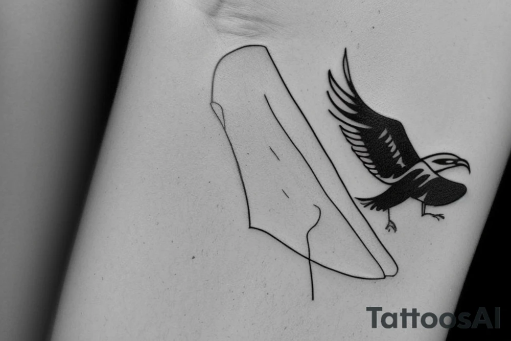 Puedes darme otra descripción muy parecida a esta

"Please create a minimalist illustration for a tattoo that fits on the wrist and combines the symbols of an eagle and a manta ray. Imagine a simple line that symbolizes the strength and freedom of an eagle extending its wing. Next, incorporate a wavy design that reflects the fluidity and elegance of a manta ray swimming in the sea. Both elements should be harmoniously combined in an exquisite and visually striking design." tattoo idea