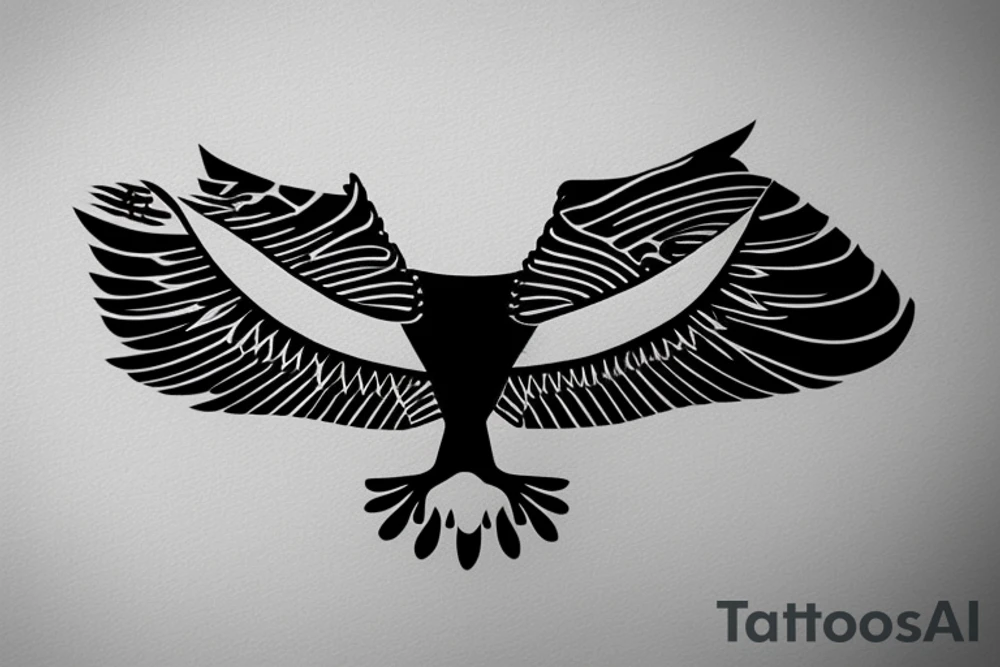 Puedes darme otra descripción muy parecida a esta

"Please create a minimalist illustration for a tattoo that fits on the wrist and combines the symbols of an eagle and a manta ray. Imagine a simple line that symbolizes the strength and freedom of an eagle extending its wing. Next, incorporate a wavy design that reflects the fluidity and elegance of a manta ray swimming in the sea. Both elements should be harmoniously combined in an exquisite and visually striking design." tattoo idea