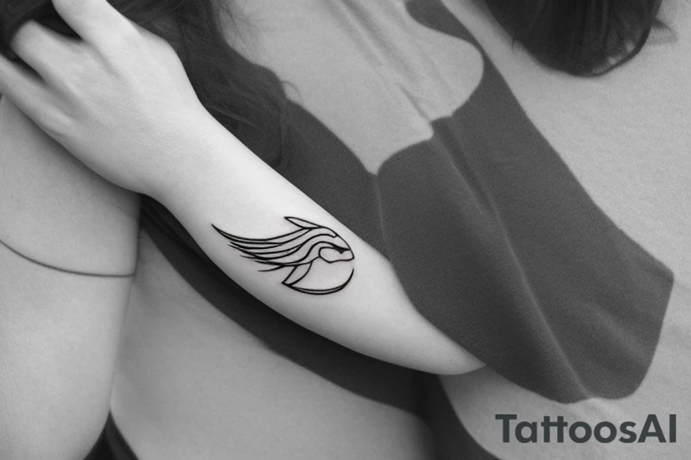 Puedes darme otra descripción muy parecida a esta

"Please create a minimalist illustration for a tattoo that fits on the wrist and combines the symbols of an eagle and a manta ray. Imagine a simple line that symbolizes the strength and freedom of an eagle extending its wing. Next, incorporate a wavy design that reflects the fluidity and elegance of a manta ray swimming in the sea. Both elements should be harmoniously combined in an exquisite and visually striking design." tattoo idea