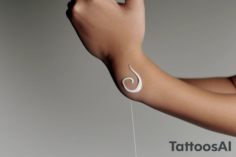"Please design a minimalist yet elegant wrist tattoo that cleverly intertwines the symbolic essence of an eagle and a manta ray. Imagine a singular, subtle line embodying the potent strength and sprawling freedom of an eagle in mid-flight. Further, interweave a gently undulating motif to echo the serene fluidity and graceful elegance of a manta ray gliding beneath the sea surface. Both elements should merge creatively, yielding a sophisticated, symbolically rich design that presents a visually captivating testament to the majesty of these two creatures." tattoo idea