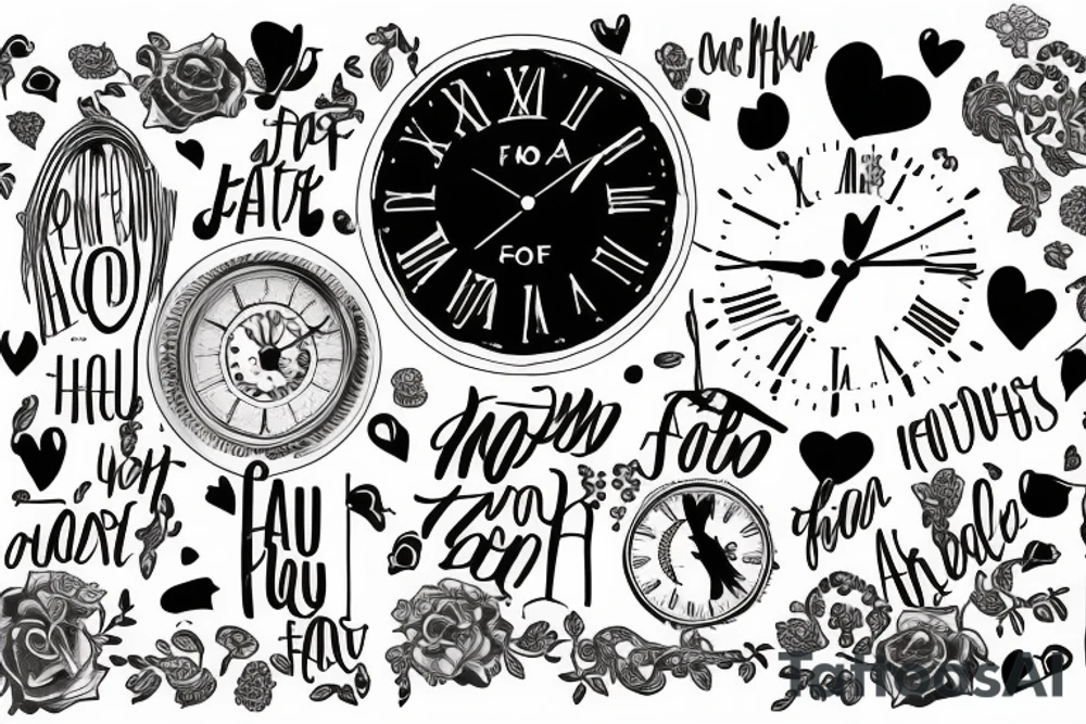 Clock with the words Amor Fati tattoo idea