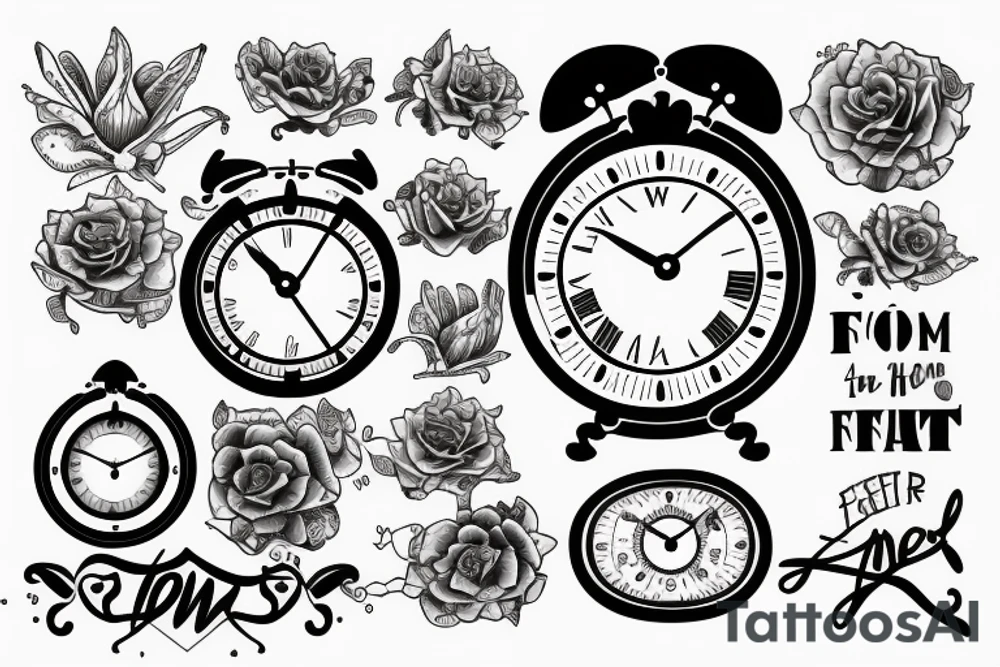 Clock with the words Amor Fati tattoo idea