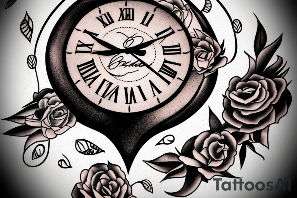 Clock with the words Amor Fati tattoo idea