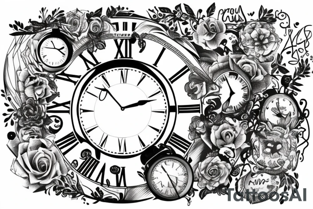 Clock with the words Amor Fati tattoo idea