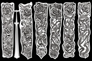 Clock, sword, snake and rose tattoo idea