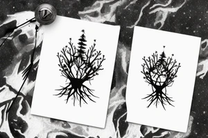 mountain tree crown astronaut tattoo idea