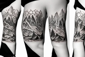 mountain tree crown astronaut tattoo idea
