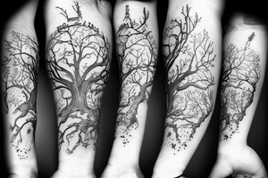 tree crown on top of astronaut tattoo idea