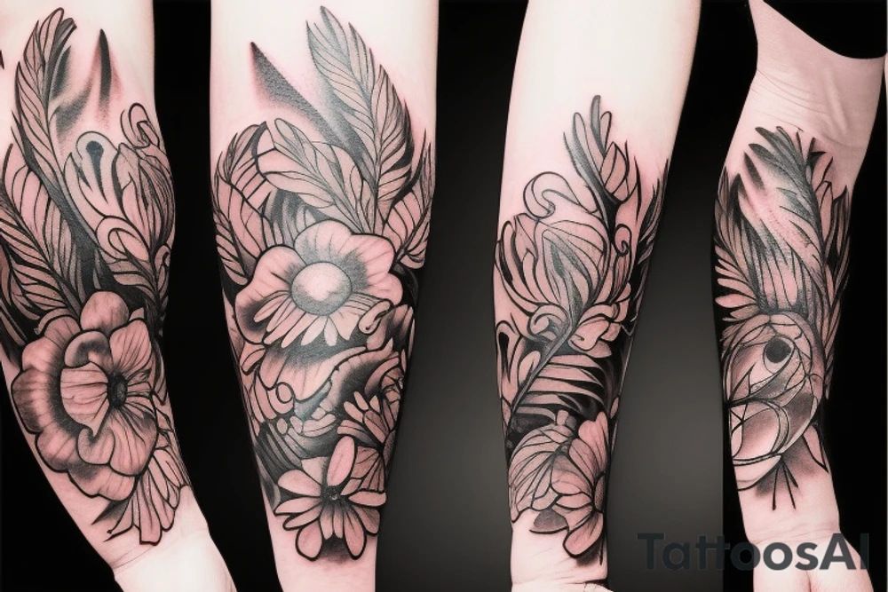 flower fire tattoo idea